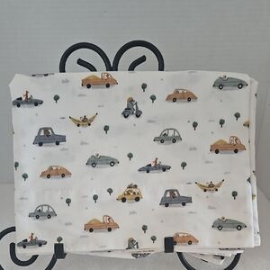 Crate & Barrel Transportation Animal Print Organic Cotton Toddler Flat Sheet